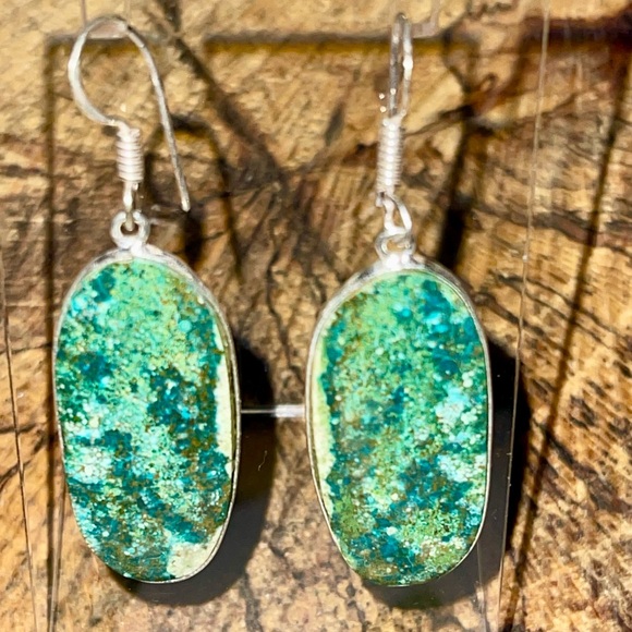 Chrysocolla Earrings 2” - Picture 6 of 8
